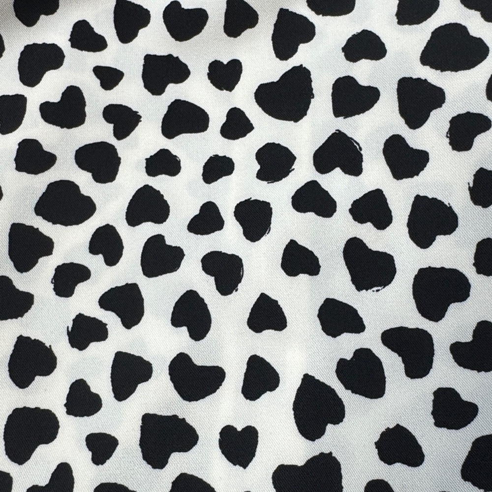 LOFT White with Black Hearts Long Sleeve Flounce Dress Size Large - Picture 9 of 10